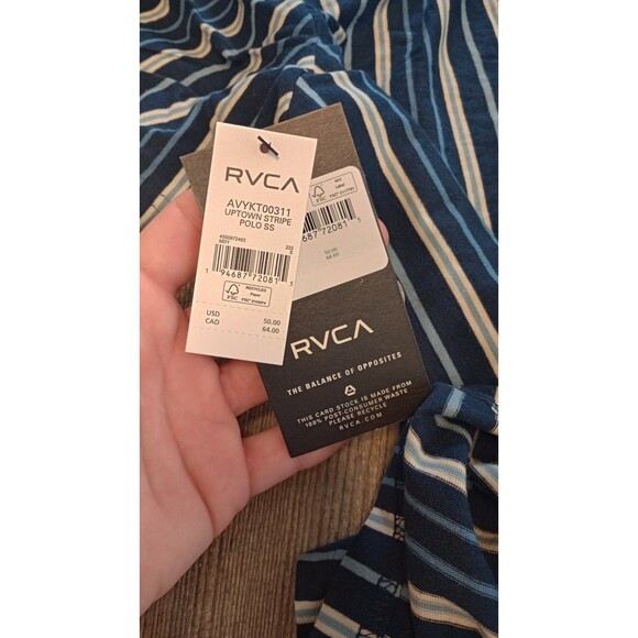 NWT Men's RVCA Uptown Stripe Polo SS Shirt, Size Small - Picture 12 of 12